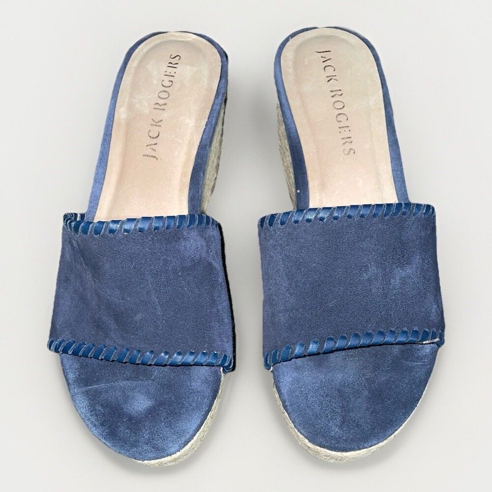 Jack Rodger’s Navy Suede Espadrille Wedge Slide Size 8.5